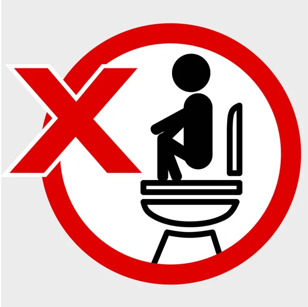 Vector Icon Stye Prohibition Sign Toilet Wrong Way While Pooping — 스톡 벡터