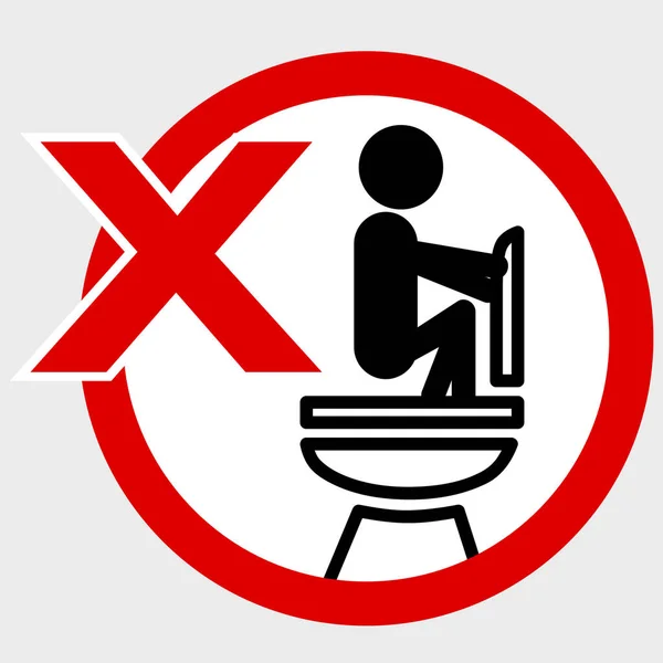 Vector Icon Stye Prohibition Sign Toilet Wrong Way While Pooping — 스톡 벡터