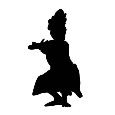 Genç Kız Geleneksel Batı Java, Sunda Endonezya 'nın Basit Vektör silüeti 