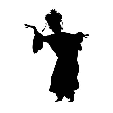 Genç Kız Geleneksel Batı Java, Sunda Endonezya 'nın Basit Vektör silüeti 