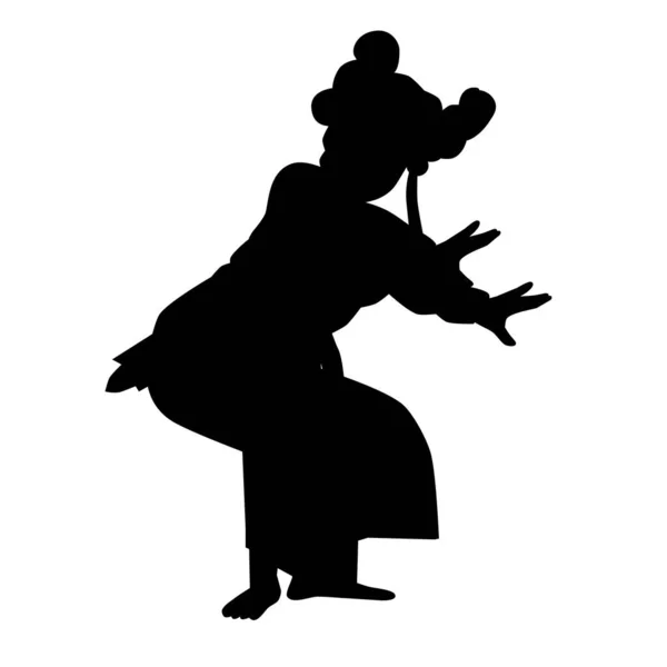 Silhouette Vectorielle Simple Jeune Fille Bali Traditionnelle Indonésie — Image vectorielle