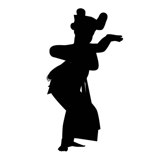 Simple Vector Silhouette Young Girl Traditional Bali Indonesia Dancer — Stock Vector