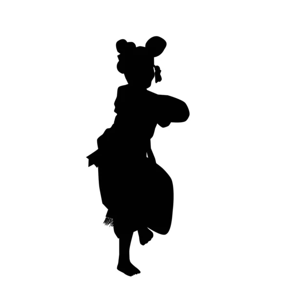 Simple Vector Silhouette Young Girl Traditional Bali Indonesia Dancer — Stock Vector