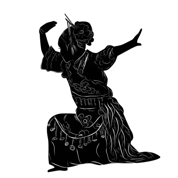 Simple Vector Рисунок Силуэт Молодой Девушки Традиционная Западная Ява Сунда — стоковый вектор