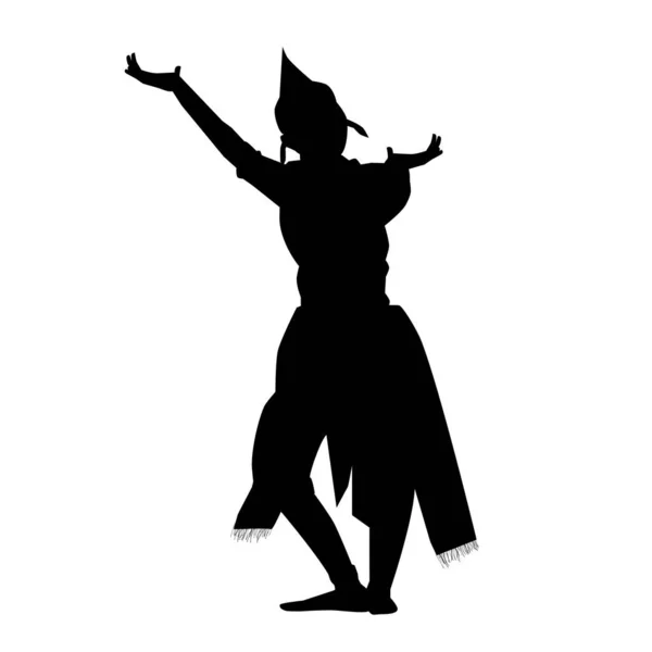 Eenvoudig Vectorsilhouet Van Young Girl Dancing Garuda Uit Indonesië — Stockvector