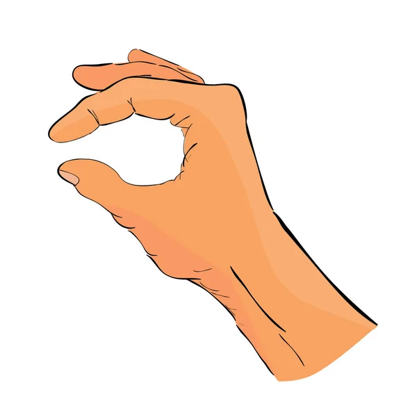 Hand Draw Sketch Gesture Hand Holding Pick Take Receive Something — Stockový vektor