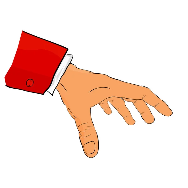 Desenho Mão Simples Desenho Gesto Usando Smoking Vermelho Mão Segurando —  Vetores de Stock
