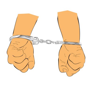 Basit El Çizimi Çizimi Düz Renk, Tutuklu İmaj, Kelepçeli Adam