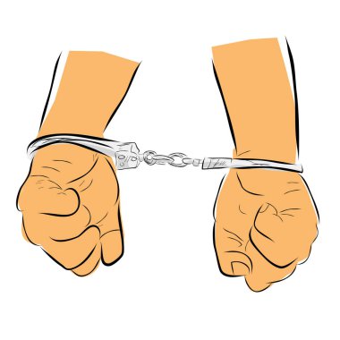 Basit El Çizimi Çizimi Düz Renk, Tutuklu İmaj, Kelepçeli Adam