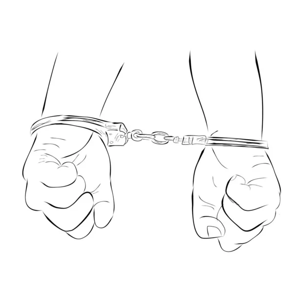 Simple Hand Draw Sketch Ilustratie Voor Onder Arrest Man Met — Stockvector