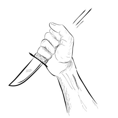 Basit Vektör Eli Skecth, Cinayet ya da Suçlu İllüstrasyonu, Beyaz El 'de İzole Edildi