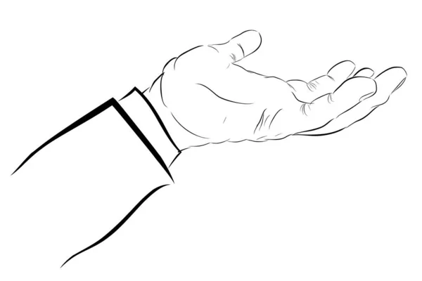 简单的矢量手绘素雅的手 准备接受或给予的东西 — 图库矢量图片