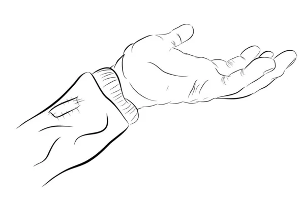 Sketchy Gesture Κακή Χέρι Λαμβάνουν Επαιτεία Κάτι — Διανυσματικό Αρχείο