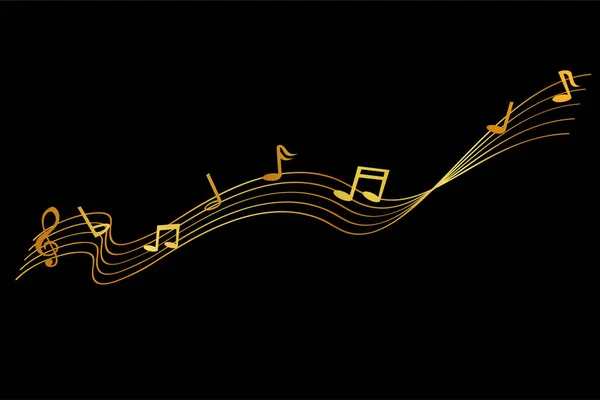 Vector Golden Musical Note Waving Line Your Element Design — Stock Vector