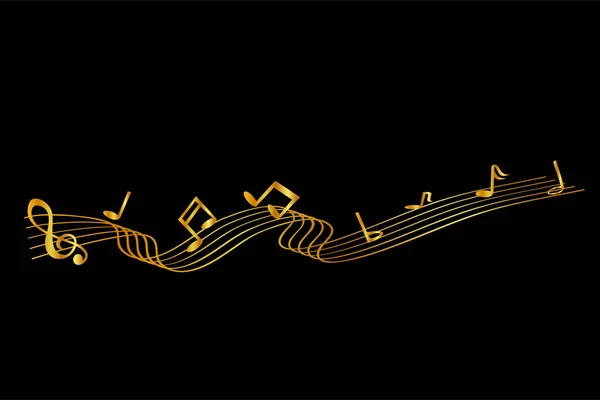 Vector Musical Dorado Nota Ondulante Línea Para Diseño Elemento — Vector de stock