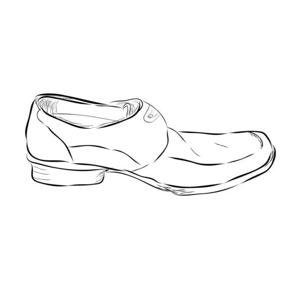 Vector Sketch Contorno Nero Scarpe Uomo Formale — Vettoriale Stock