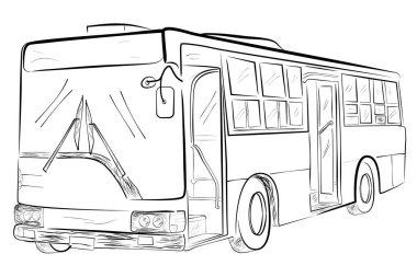 Klasik Büyük Otobüs 'ün Vektör Çizimi, Düşük Açı Perspektifi