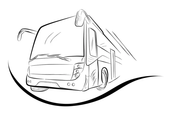 Bosquejo Vectorial Big Bus Moderno Perspectiva Ángulo Bajo — Archivo Imágenes Vectoriales