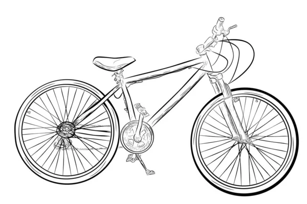 Bicicleta Montaña Vector Hand Draw Sketch Simple — Vector de stock