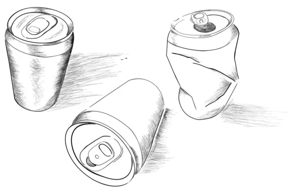 简朴的矢量 手绘素描空白红绿蓝软饮料的三种观点 在好的和坏的情况下 可以在白葡萄酒上分离 — 图库矢量图片