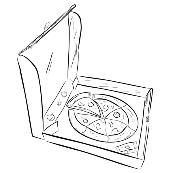 Простой Векторный Рисунок Пиццы Картонной Коробке — стоковый вектор