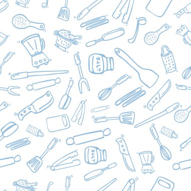 Basit El Çizimi Çizimi Desensiz Desensiz Mavi Arkaplan, Cook Ware, duvar kağıdı, arkaplan, ambalaj kağıdı ya da diğer şeyler için