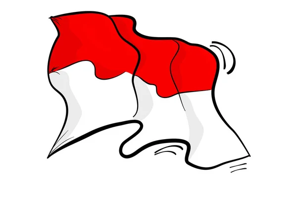 Simple Vector Hand Draw Sketch Schwenkt Indonesien Flagge Isoliert Auf — Stockvektor