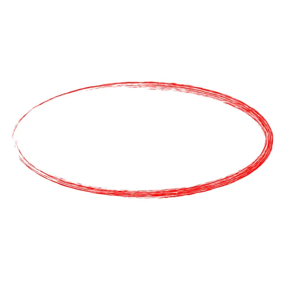 Oval Vermelho Quadro Lápis Cor Círculo — Vetor de Stock