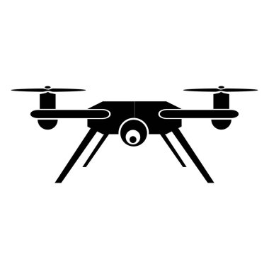 Drone 'un Basit Vektör Silueti, beyaz arkaplanda izole