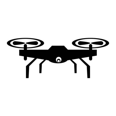 Drone 'un Basit Vektör Silueti, beyaz arkaplanda izole