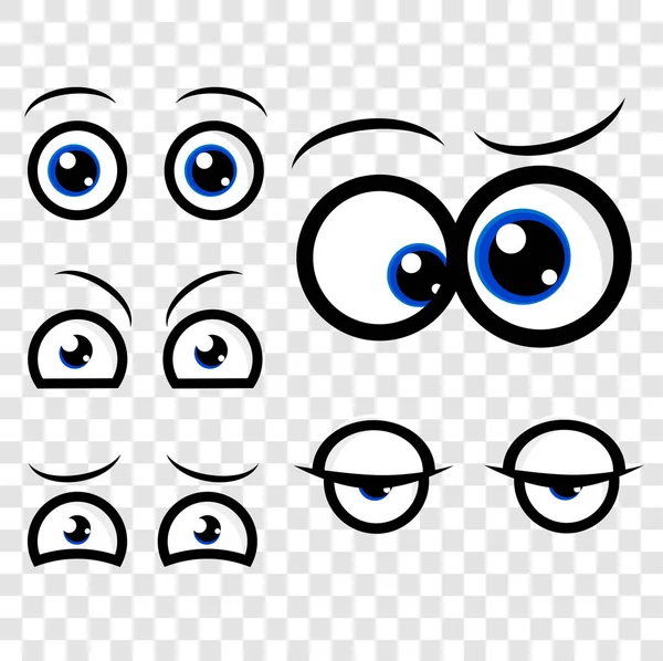 Different Eye Expression Curious Sleepy Anxious Eager Confuse Angry Transparent — Stock Vector