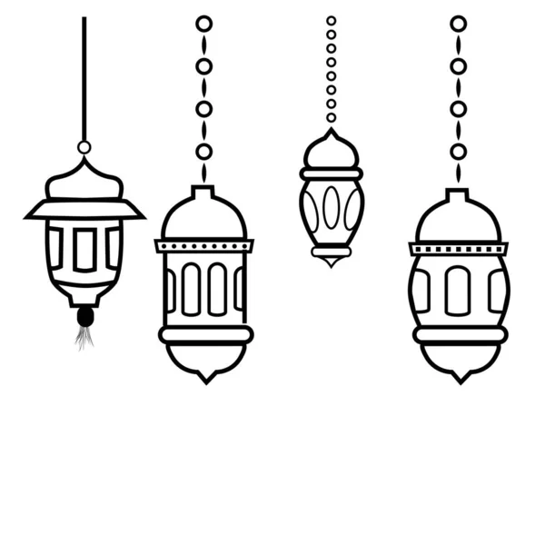 Vector Simple Icon Style Four Model Lantern — Stock Vector