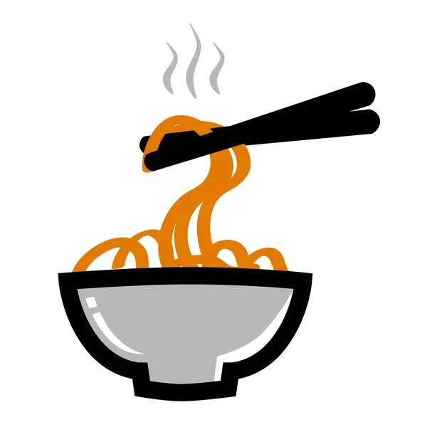 Icon Hot Noodle Chopstcik Bowl Isolated White — стоковий вектор