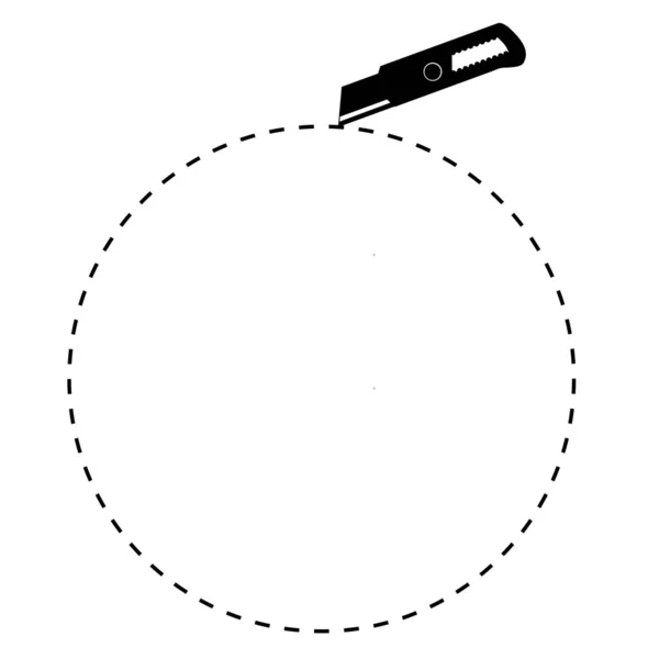 Vector Sign Cut Här Med Skärare Circle Shape — Stock vektor