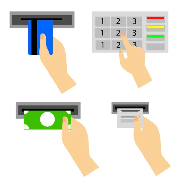Simple Vector Atm Use Instruction Isolated White — Stock Vector