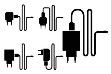 Smartphone Charger 'ın silueti, beyaza izole edildi.