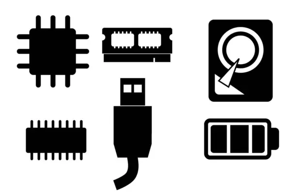 Simple Vector Silhouette Icon Computer Hardware Symbol — Stock Vector