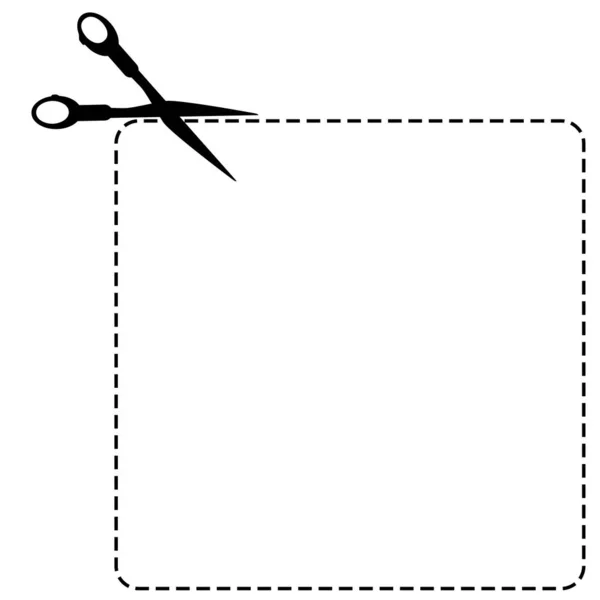 Vector Sign Cut Här Med Hjälp Sax Square Shape Isolerad — Stock vektor