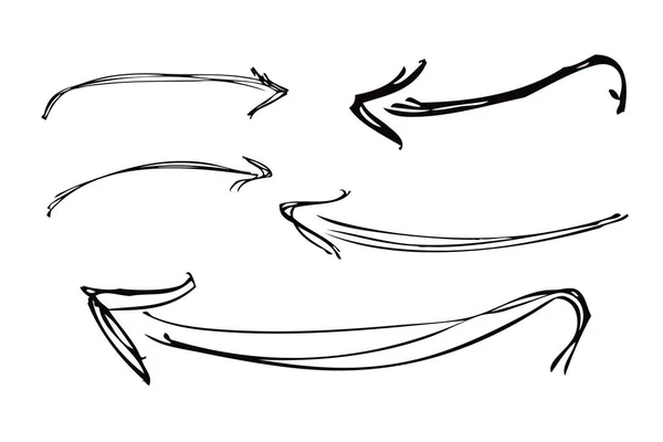 Simples Vector Mão Desenhar Esboço Caneta Preta Seta Linha Múltipla — Vetor de Stock