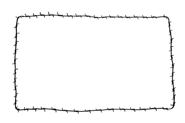 Einfache Vector Black Rectangle Frame Handzeichnung Skizze Widerhaken Draht — Stockvektor