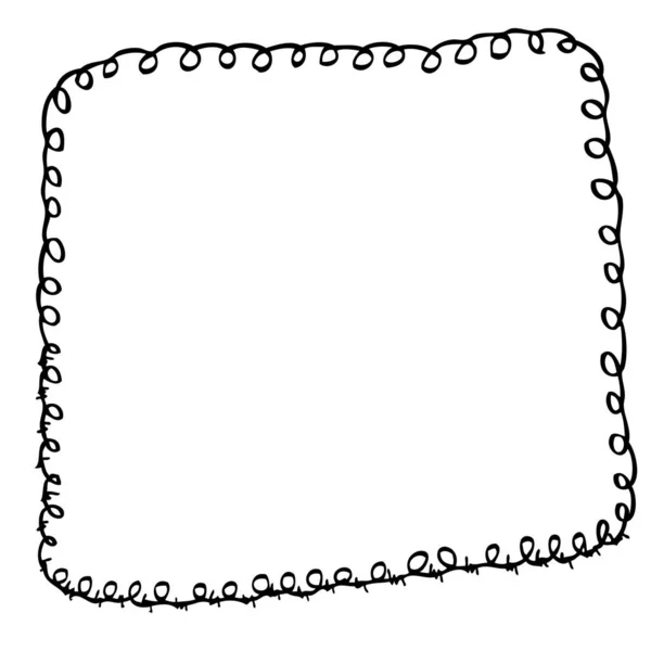 Marco Espiral Cuadrado Dibujo Mano Negra Vectorial Simple Aislado Blanco — Archivo Imágenes Vectoriales