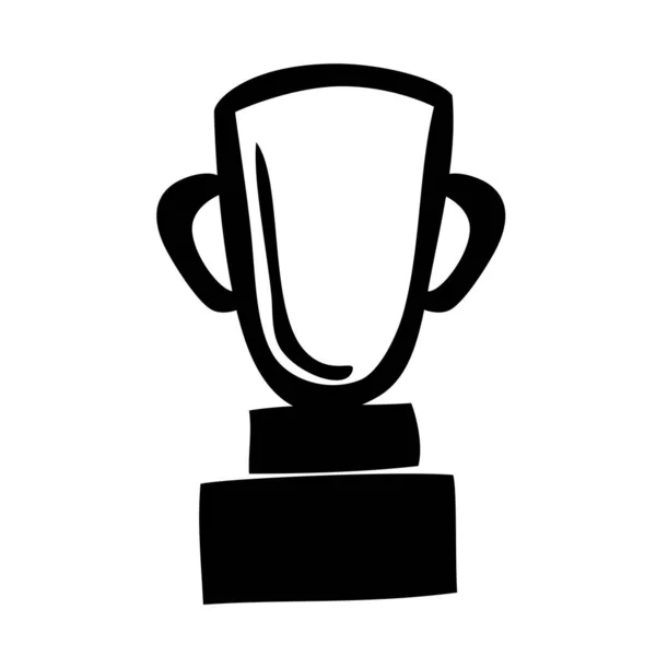 Simple Vector Doodle Hand Draw Sketch Trophy Isolated White — Stock Vector