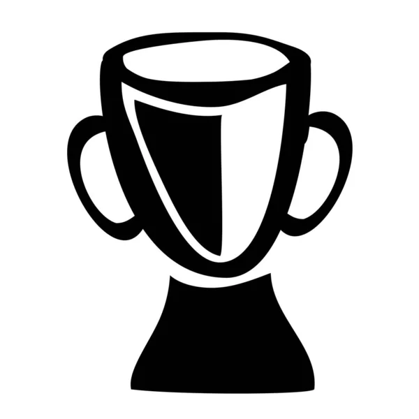 Simple Vector Doodle Hand Draw Sketch Trophy Isolated White — Stock Vector