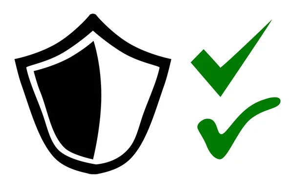 Ícone Escudo Proteção Verdadeiro Falso Símbolo Vector Doodle Mão Simples — Vetor de Stock