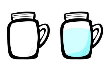 Bardaktaki saf su, vektör basit çizer el çizer