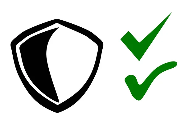 Icon Shield Oder Schutz Wahres Und Falsches Symbol Simple Vector — Stockvektor