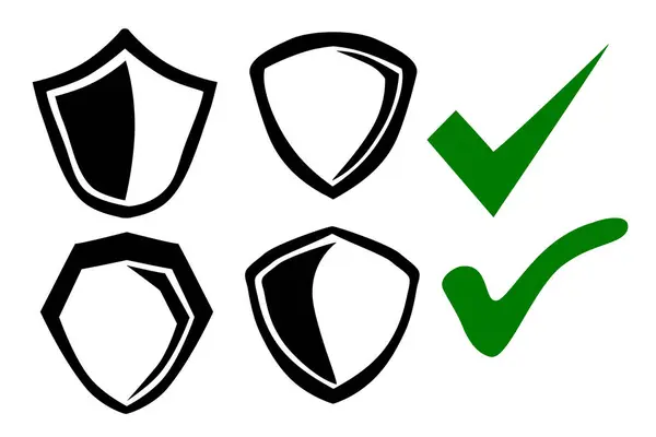 Icona Scudo Protezione Vero Falso Simbolo Semplice Disegno Mano Vettoriale — Vettoriale Stock