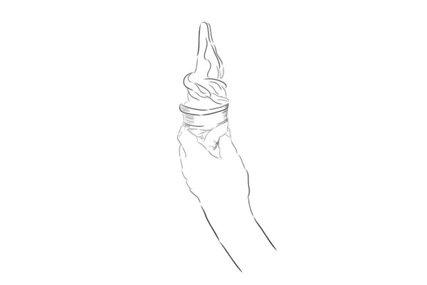 Boceto Plano Simple Del Dibujo Mano Del Color Cono Helado — Vector de stock