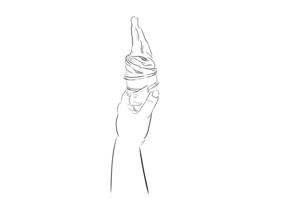 Disegno Mano Vettoriale Semplice Cono Gelato Mano Isolato Bianco — Vettoriale Stock