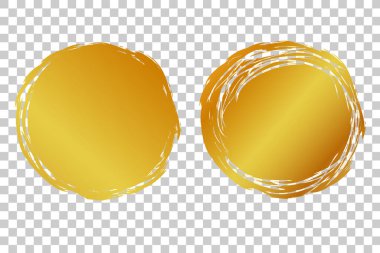 Element tasarımınız için Vektör 2 El Çizimi Çizimi Altın Çember Çerçeve Şeffaf Efekt Arkaplanı